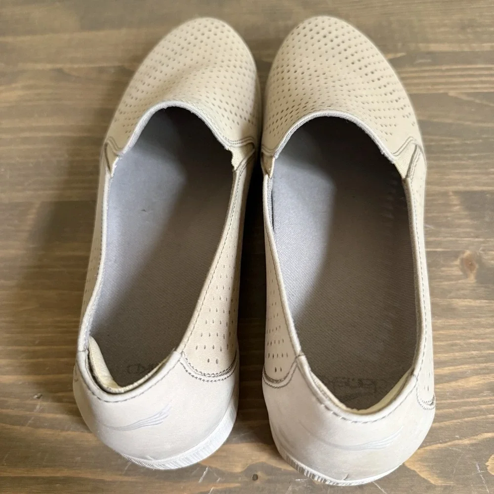 Dansko Womens 41‎ Beige Odina Perforated Leather Slip On Comfort Shoes Flats